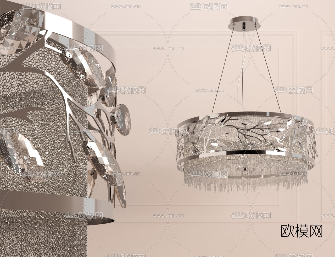 现代时尚水晶吊灯3d模型下载