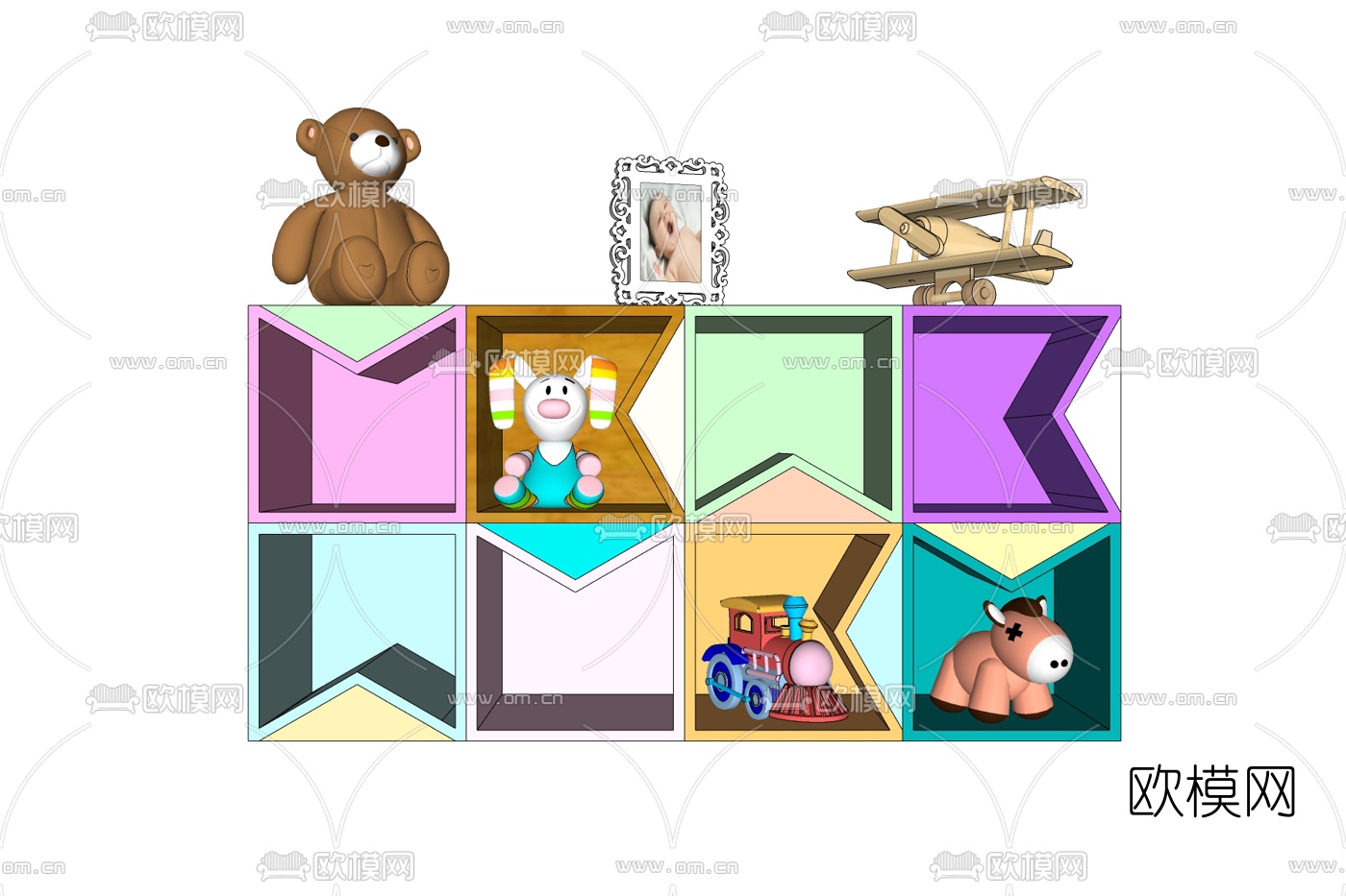 现代儿童玩具柜免费su模型下载