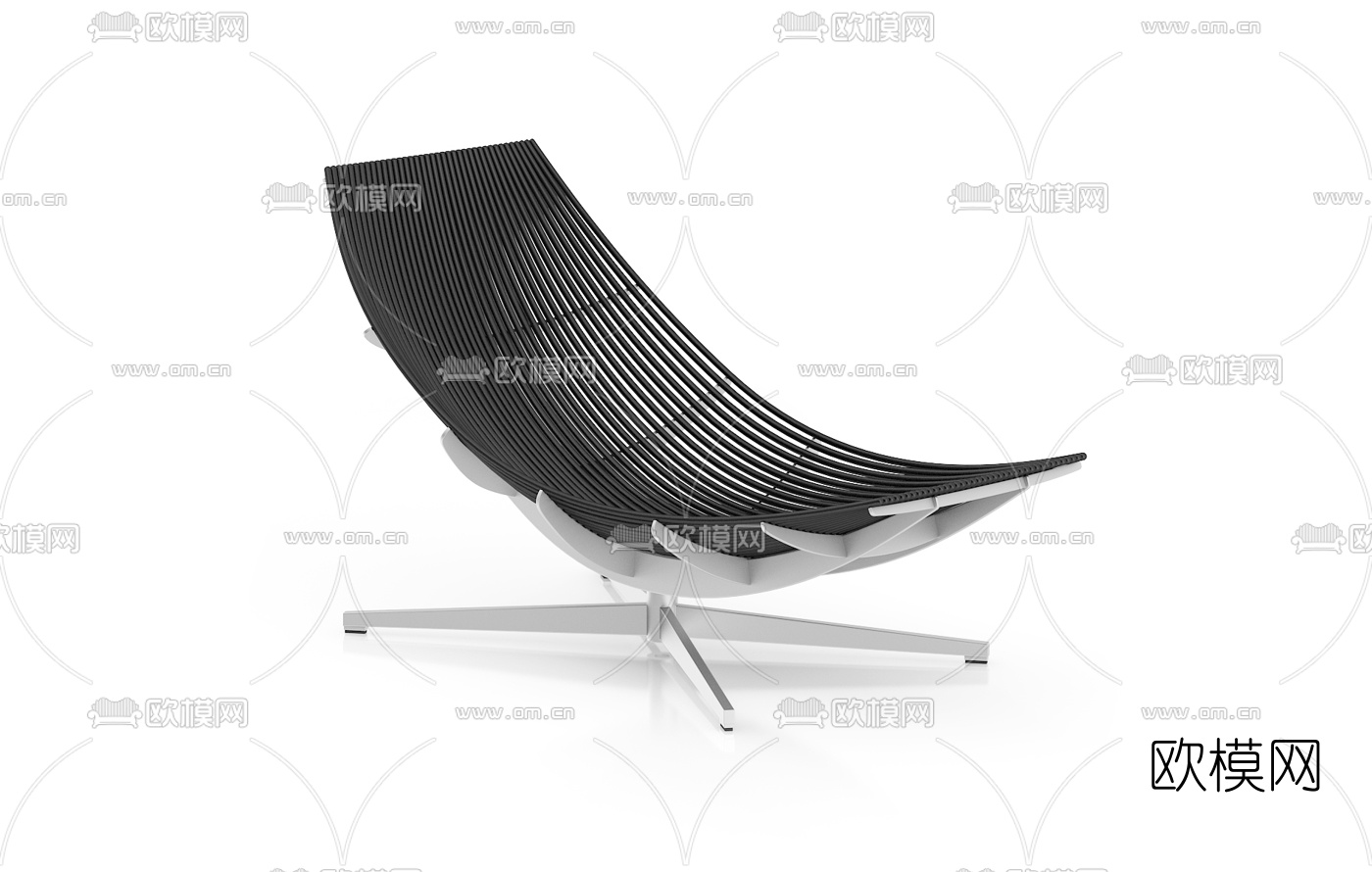 现代黑色金属躺椅su模型下载