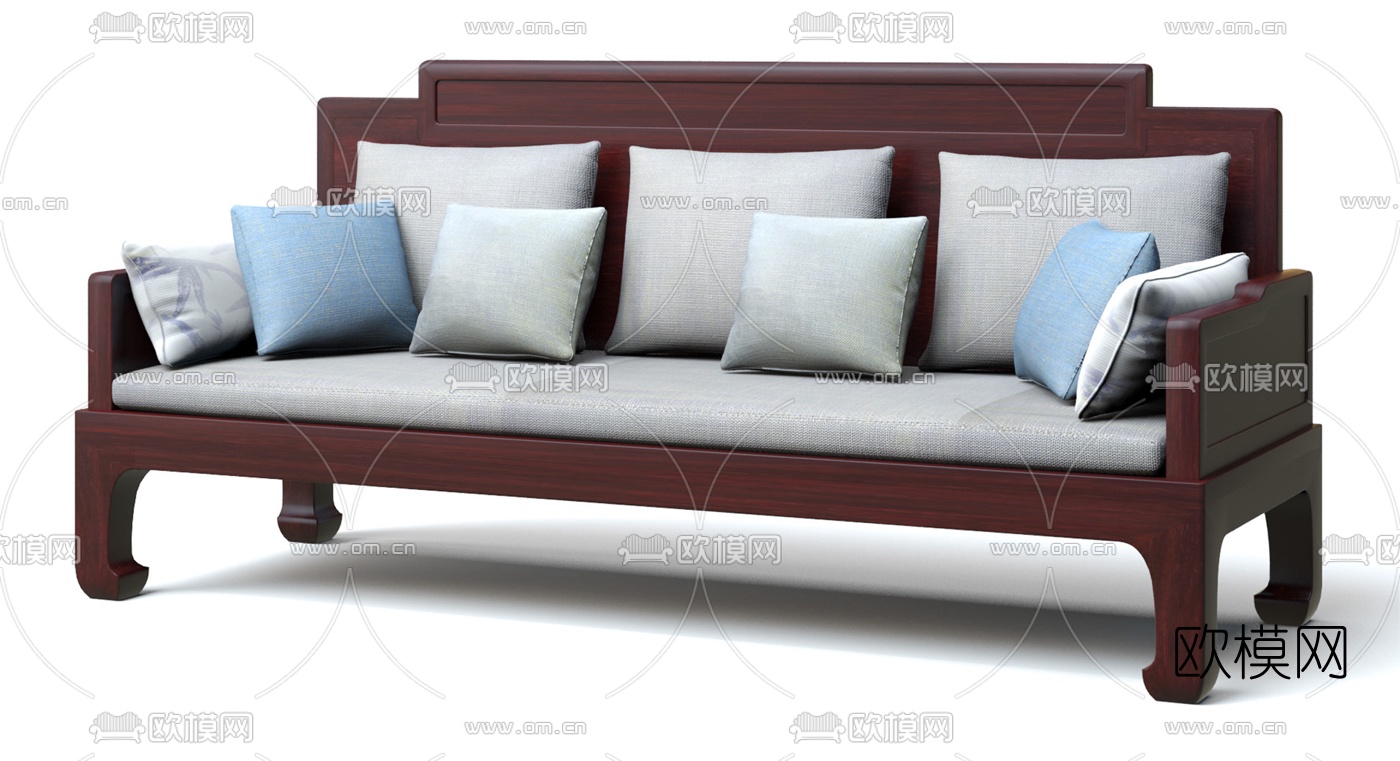 中式红木多人沙发 三人沙发3d模型下载