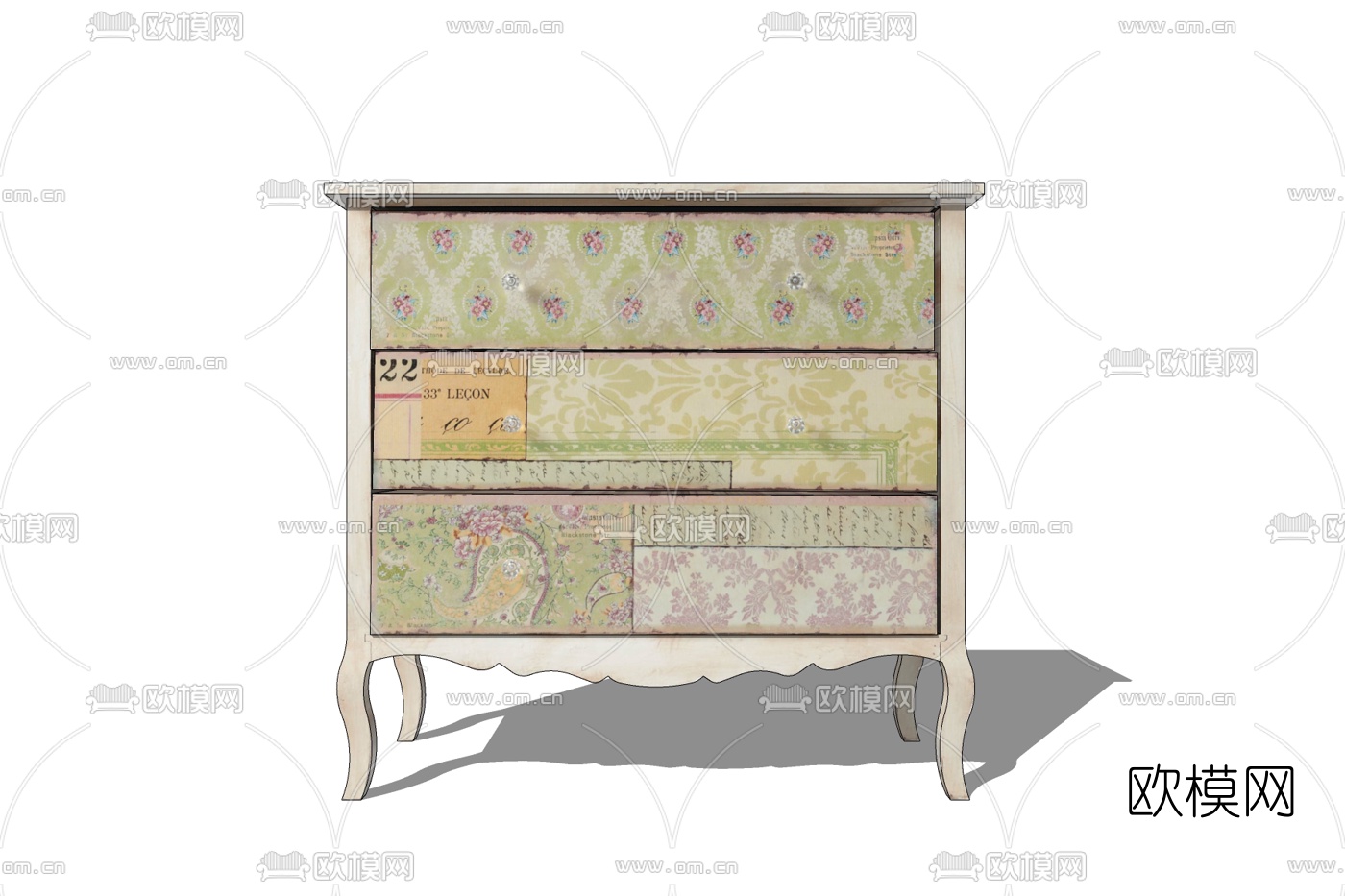 欧式实木边柜免费su模型下载
