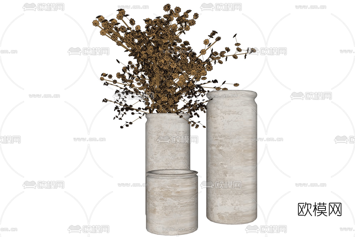 现代陶瓷花瓶插花免费su模型下载