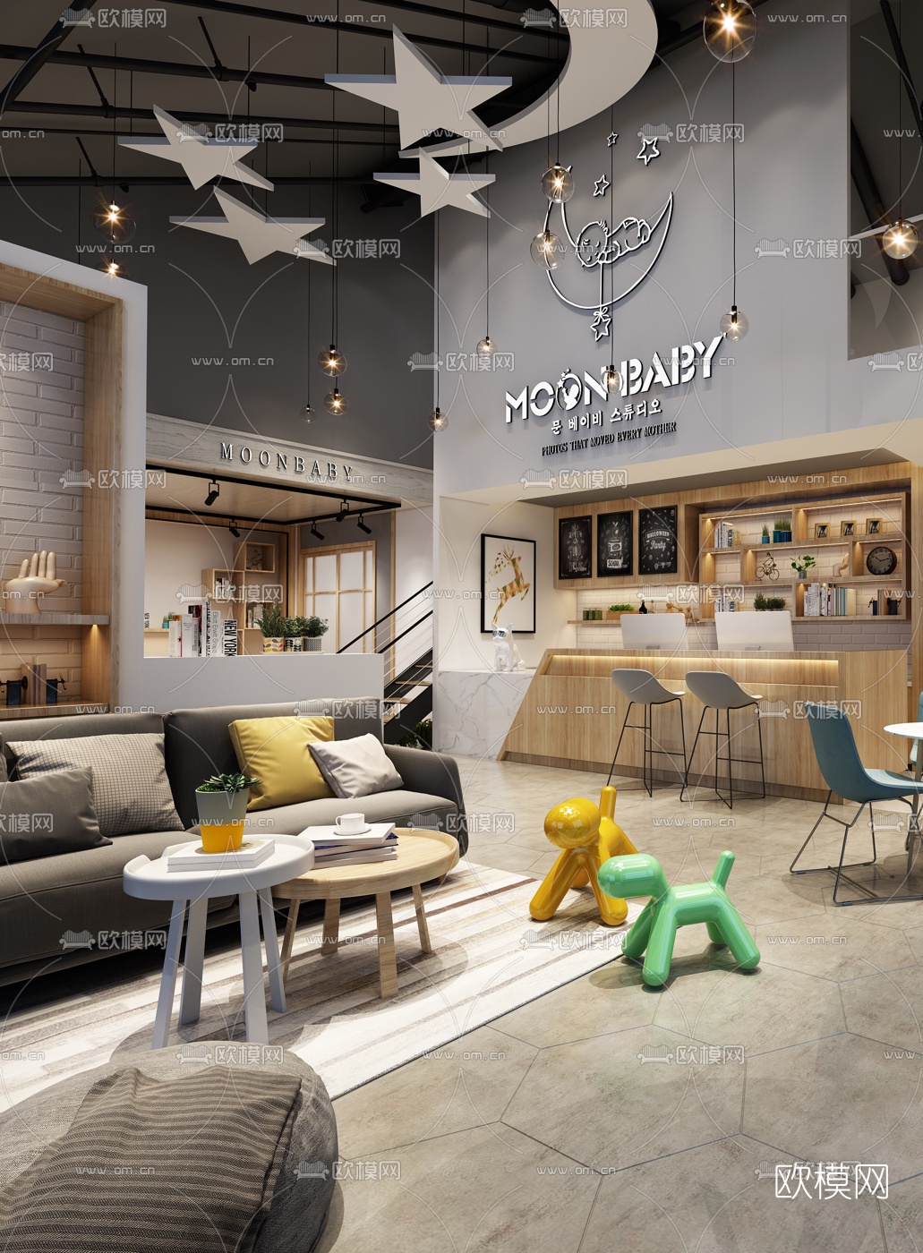 现代儿童摄影店3d模型下载（渲染图1）