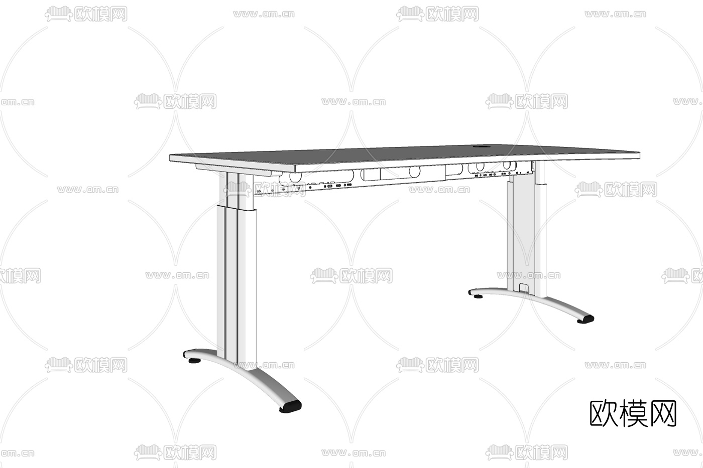 现代实木书桌免费su模型下载