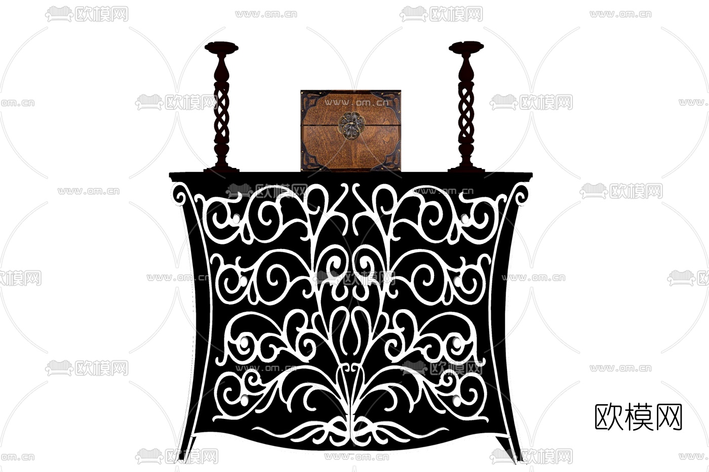 简欧实木雕花端景台免费su模型下载