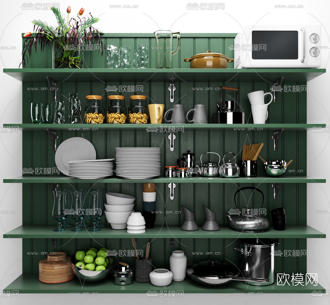 现代橱柜餐具组合3d模型
