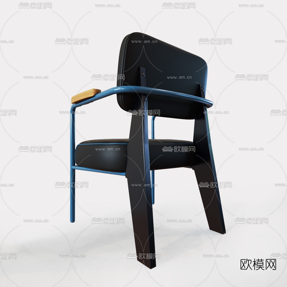 现代皮革单人椅3d模型下载（渲染图2）