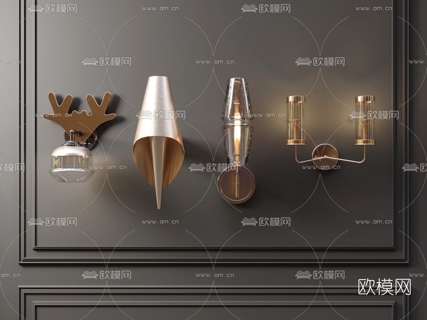 现代轻奢金属壁灯3d模型下载