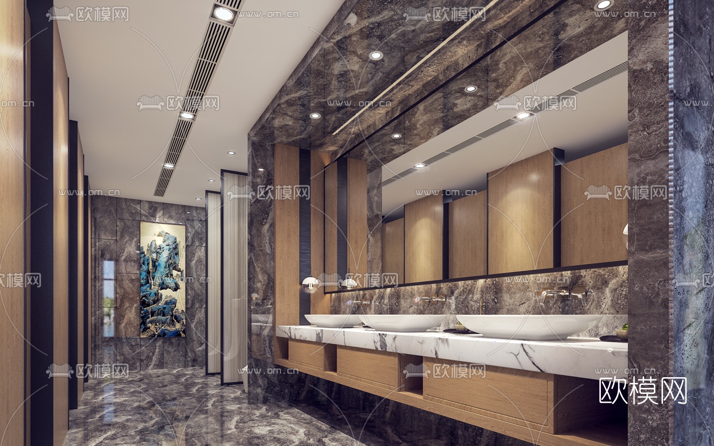 现代酒店公共卫生间3d模型