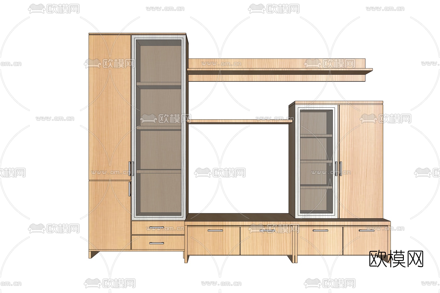 现代实木电视柜免费su模型下载
