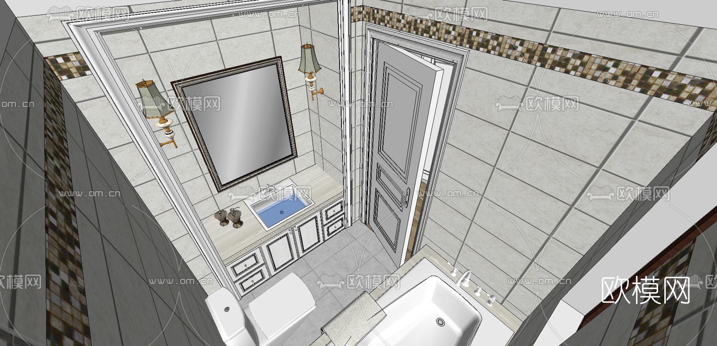 简欧客厅su模型下载（渲染图4）