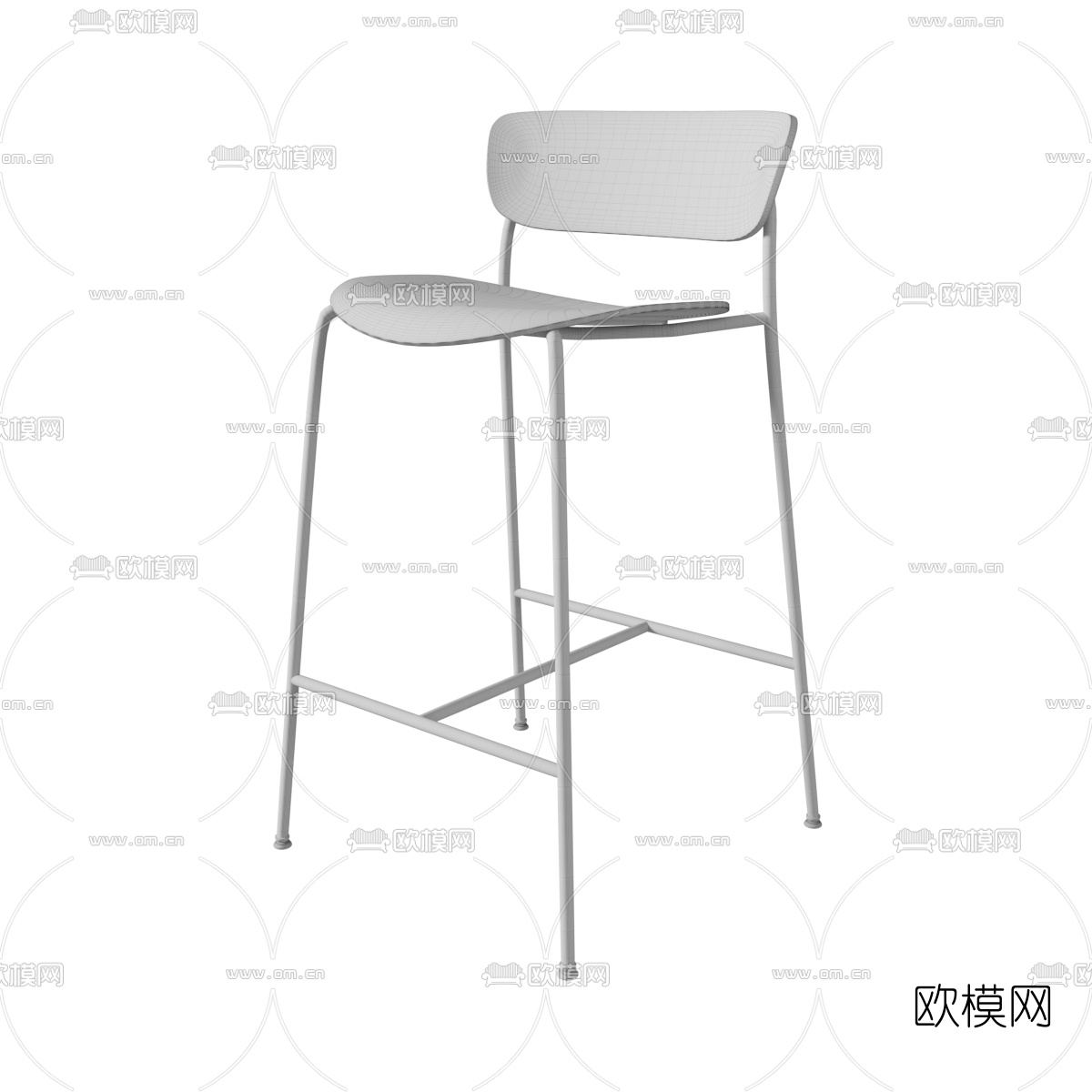 北欧原木吧台椅3d模型下载（渲染图3）