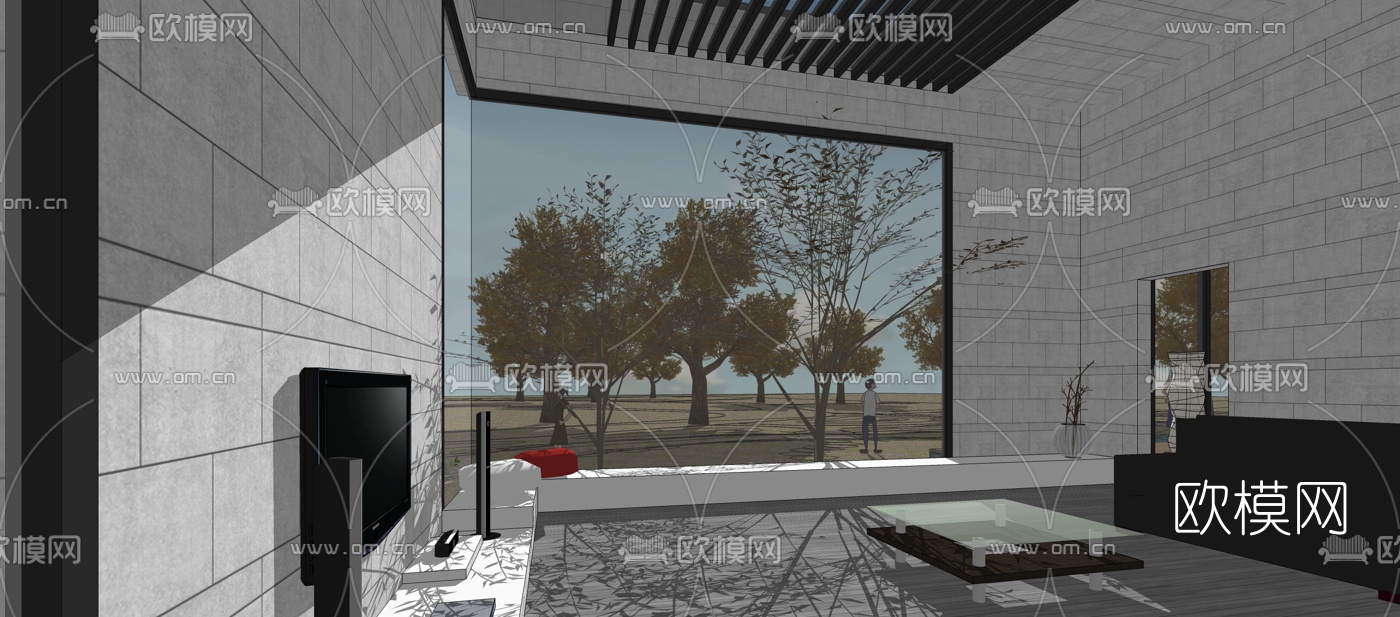 现代别墅景观su模型下载（渲染图9）