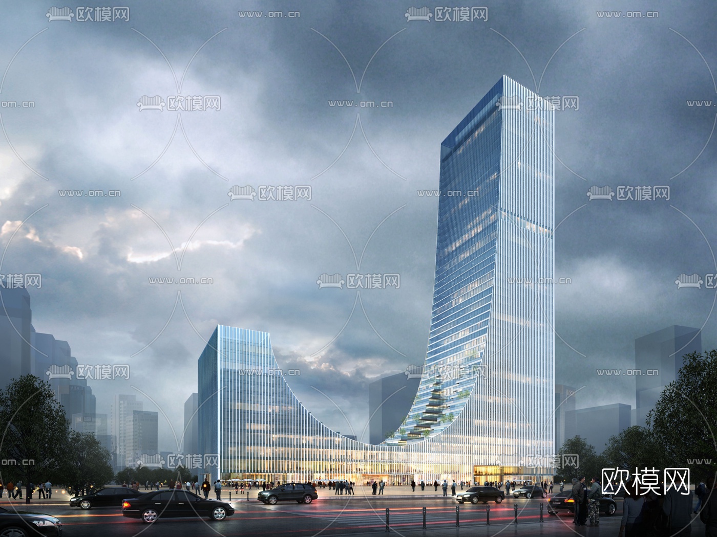 现代办公楼外观3d模型