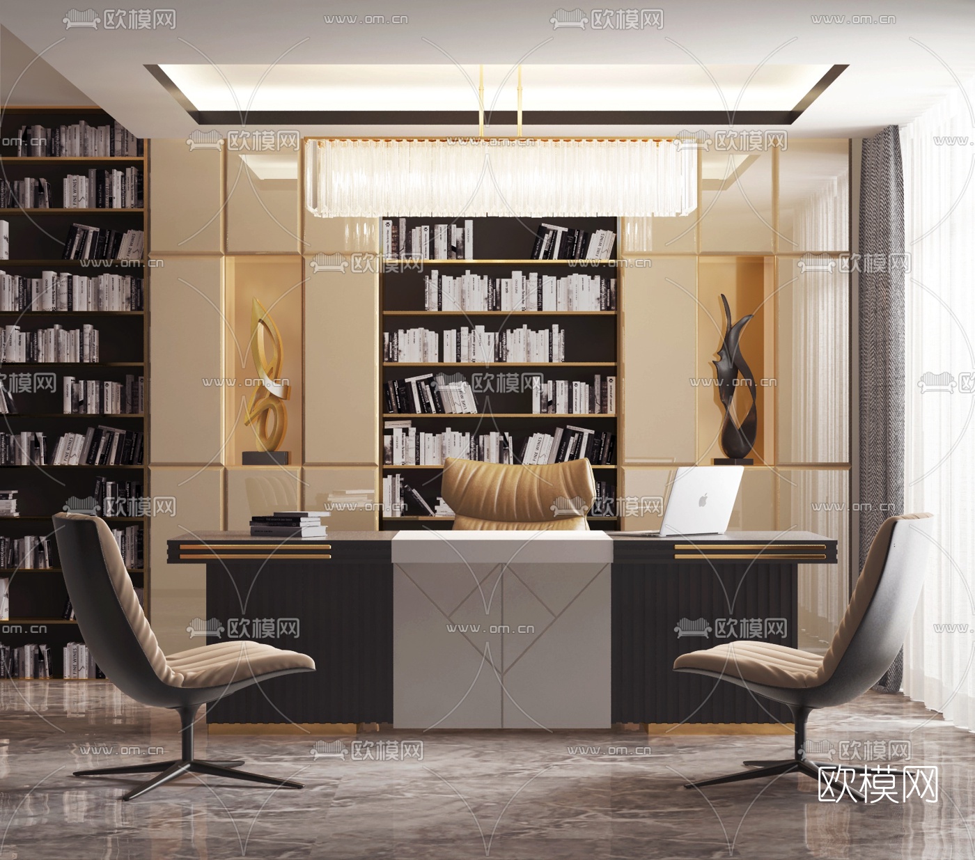 现代总经理办公室3d模型下载