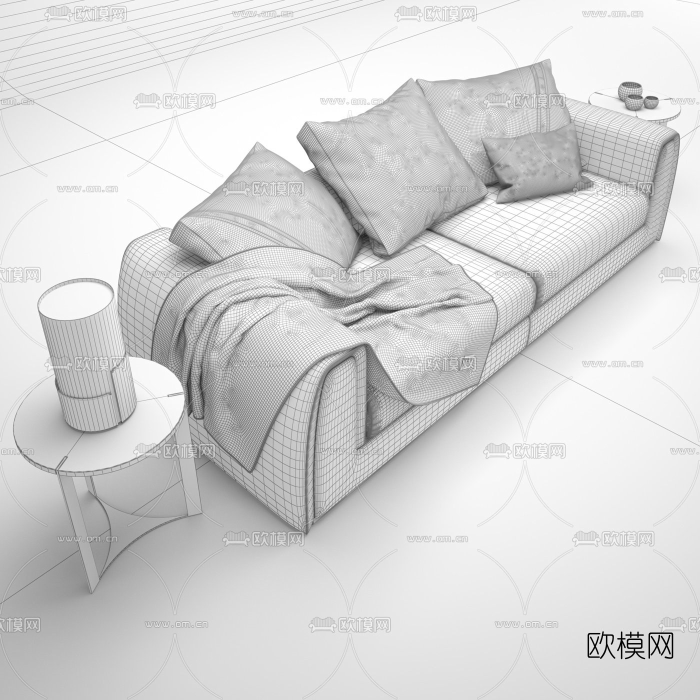 现代布艺双人沙发3d模型