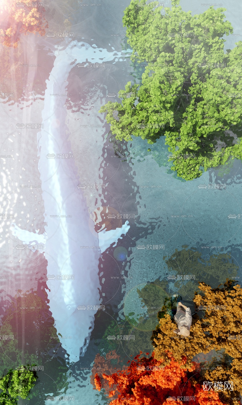 现代鲸鱼岛礁海景鸟瞰3d模型下载