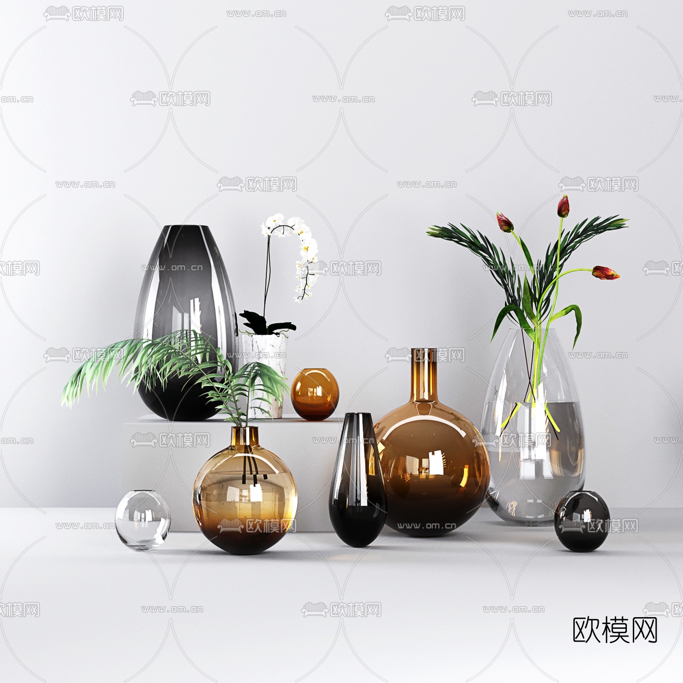 现代玻璃花瓶3d模型