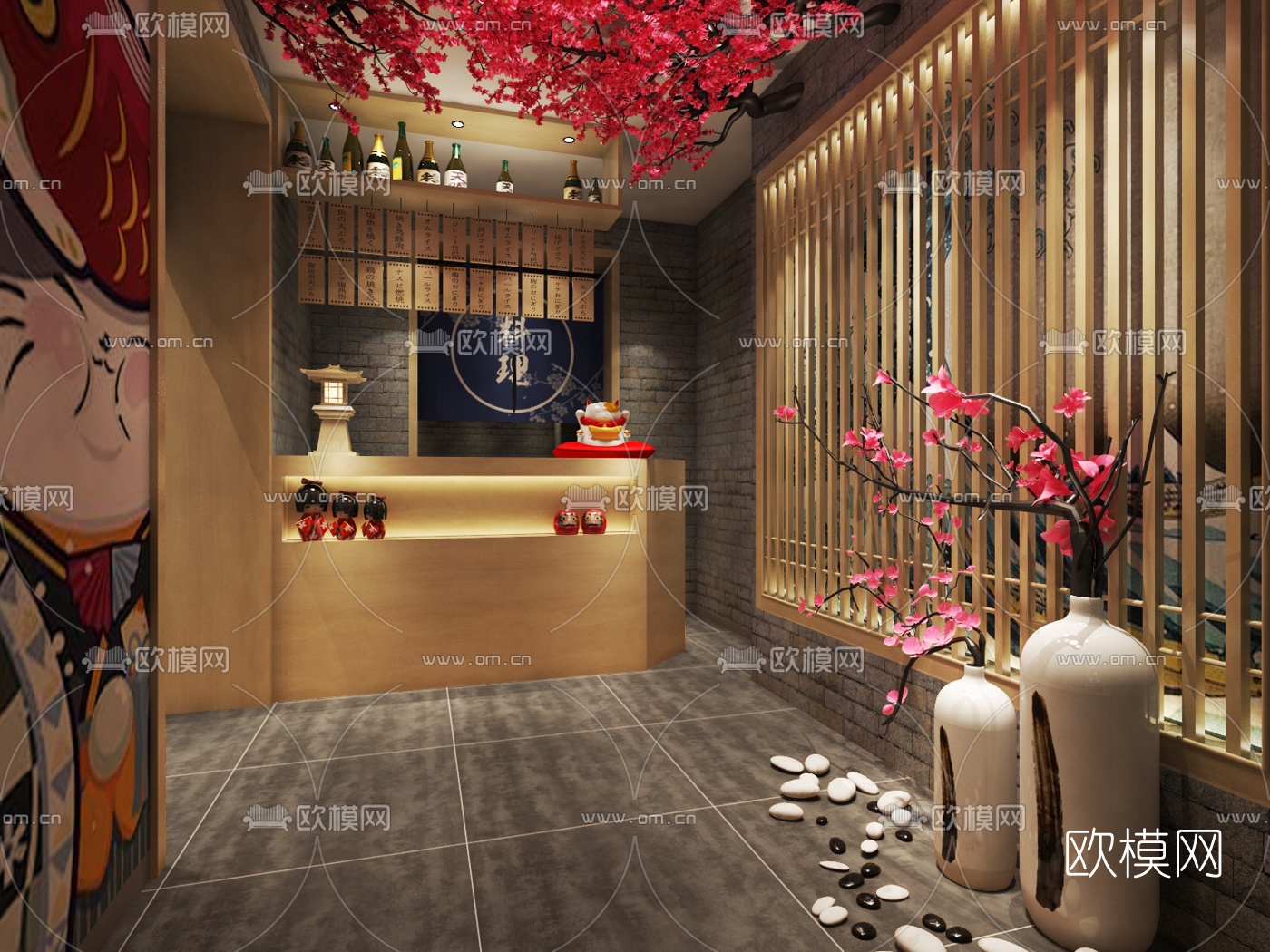 日式拉面馆免费3d模型下载（渲染图8）