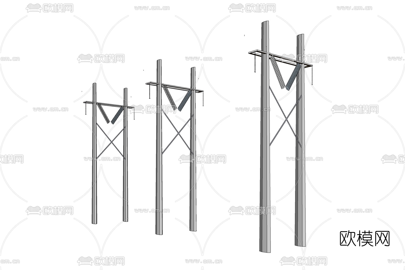 工业风电线杆免费su模型下载