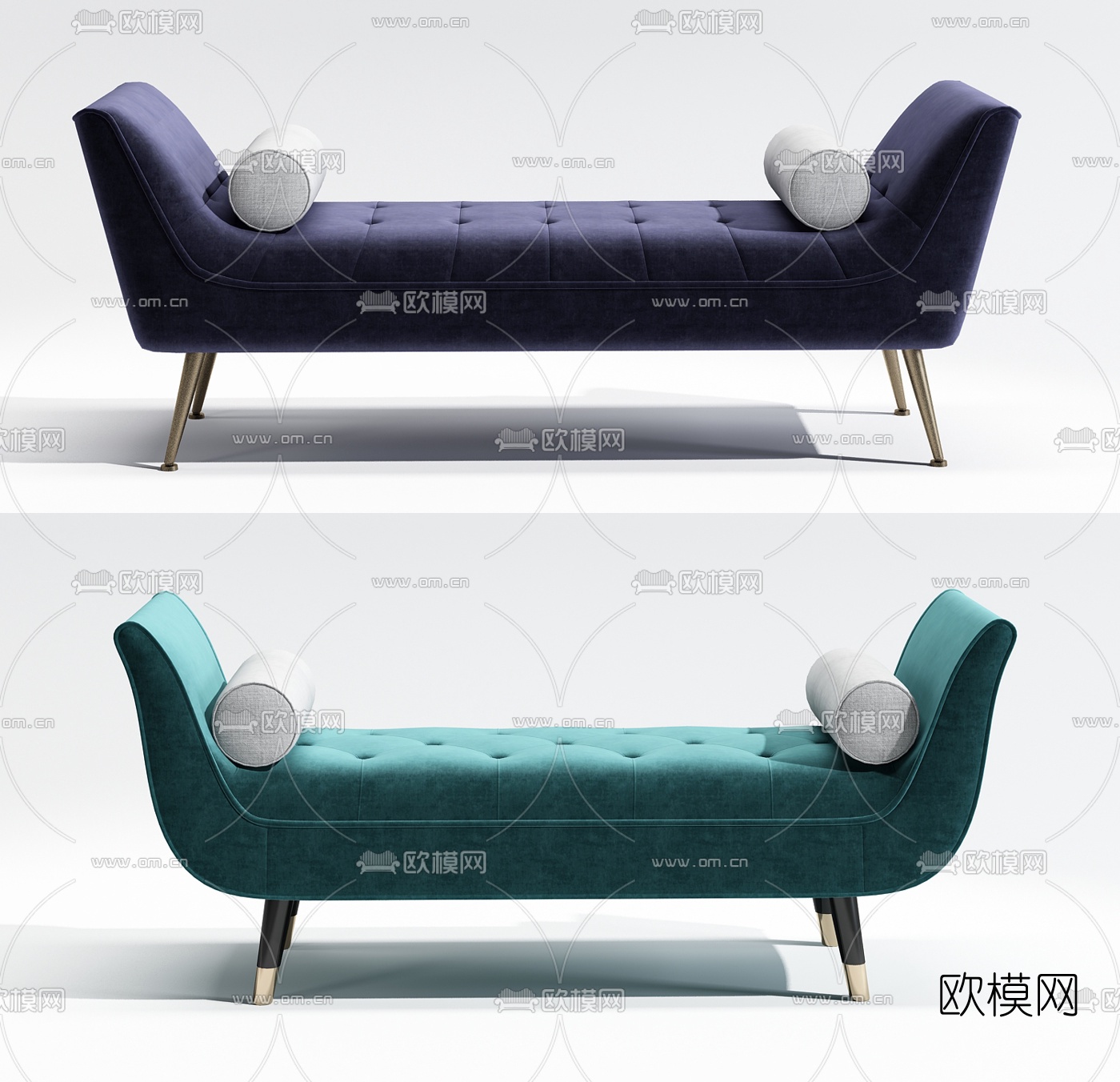 现代布艺床尾凳3d模型