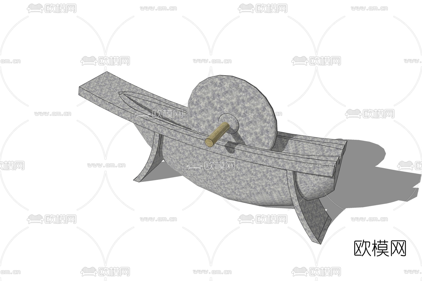 中式药碾小品免费su模型下载