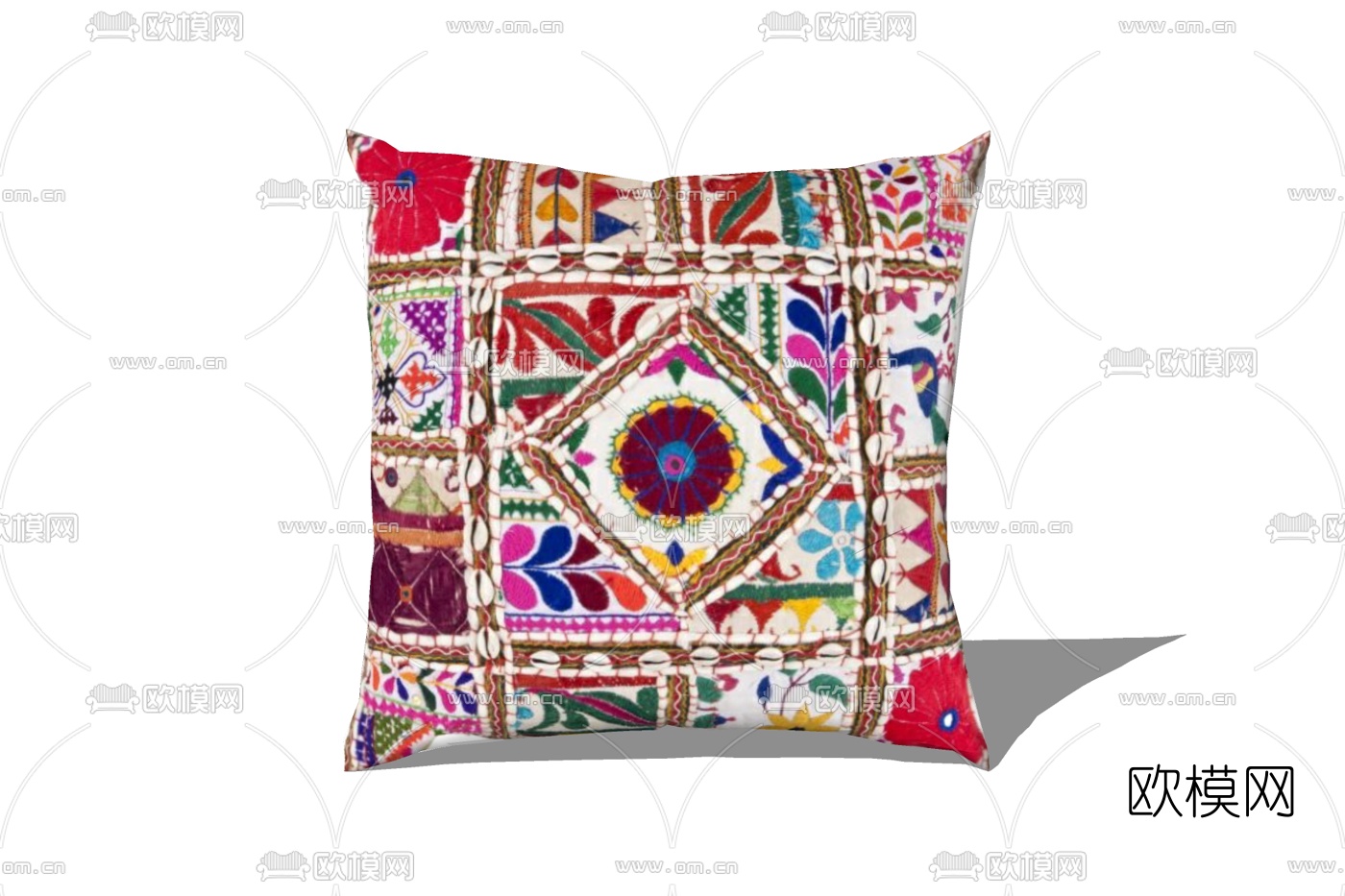 欧式布艺印花抱枕免费su模型下载