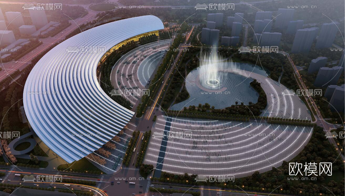 现代会展中心su模型下载（渲染图2）
