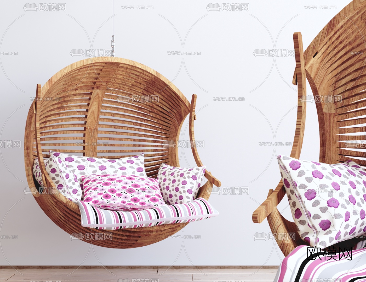 自然风原木吊椅3d模型下载
