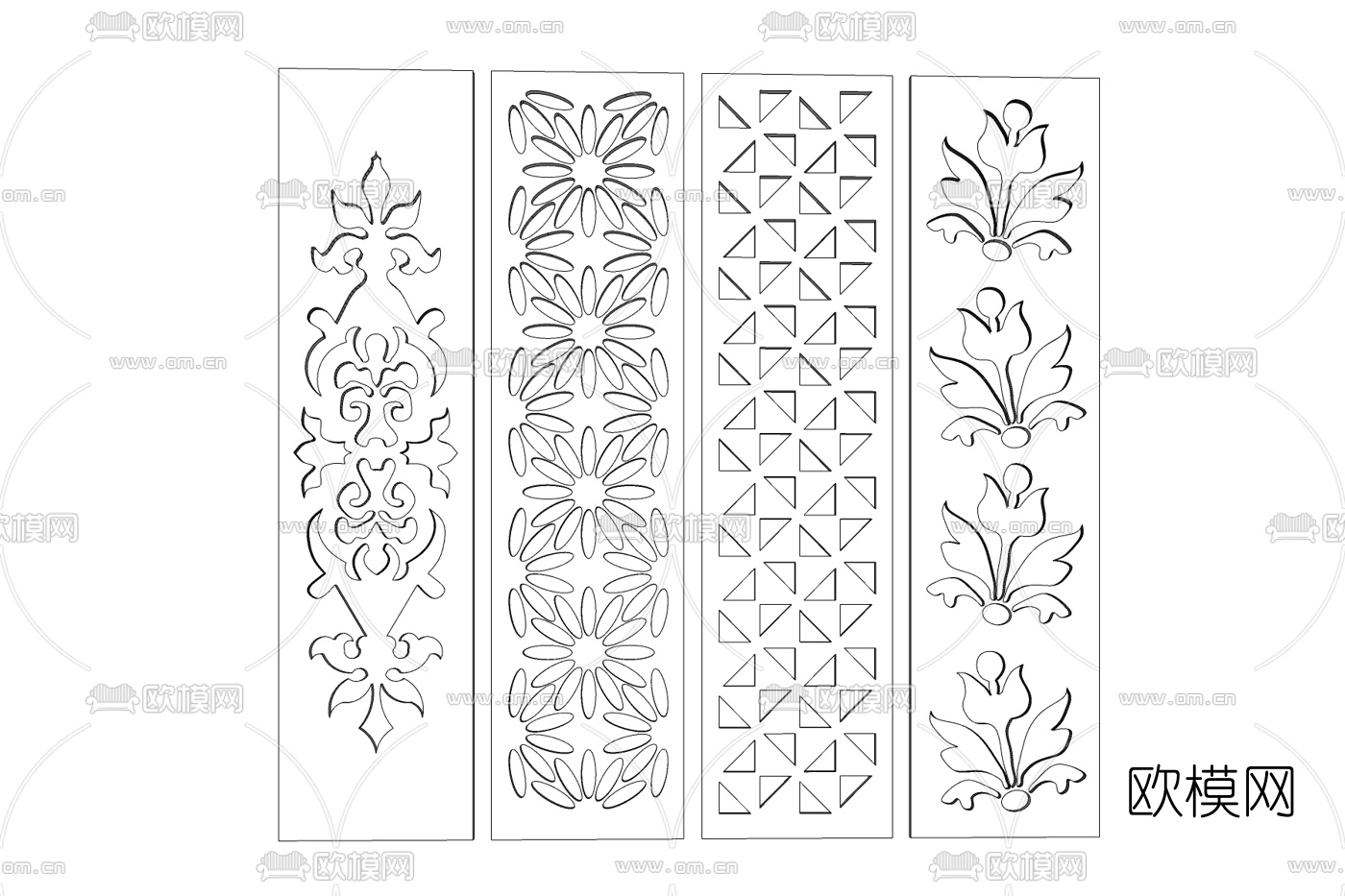 现代印花隔断屏风免费su模型下载