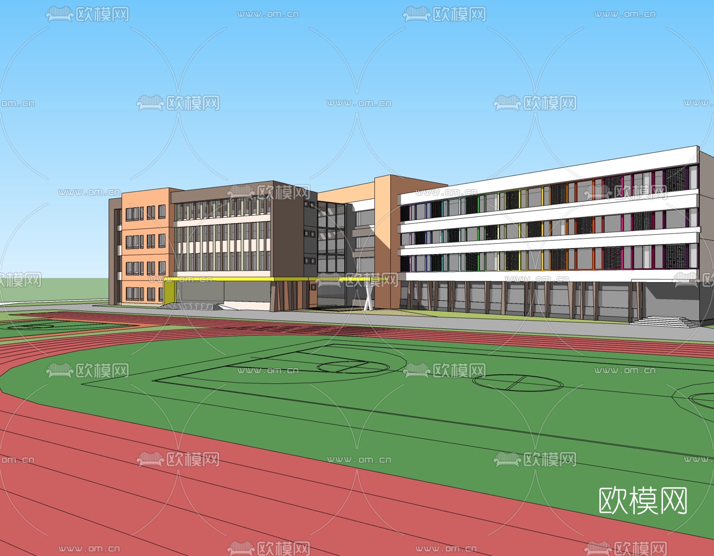 现代学校免费su模型下载