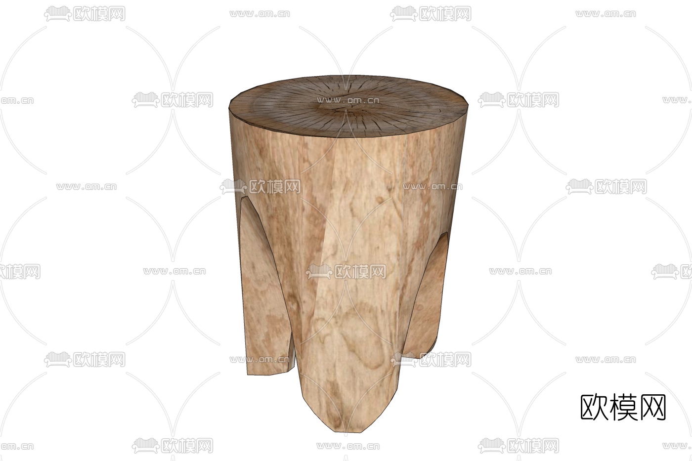自然风木头圆凳免费su模型下载