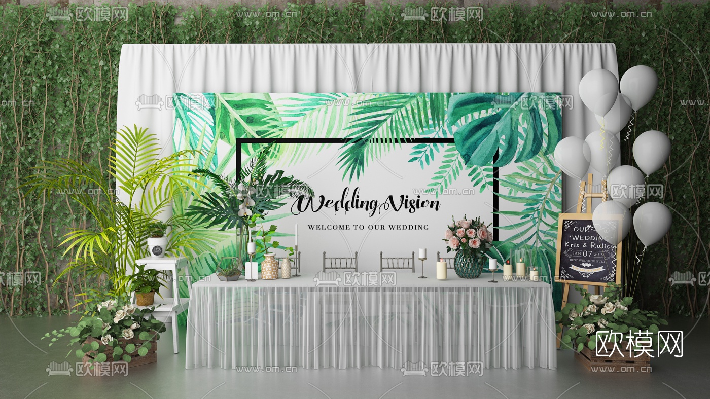 北欧婚礼接待台3d模型下载