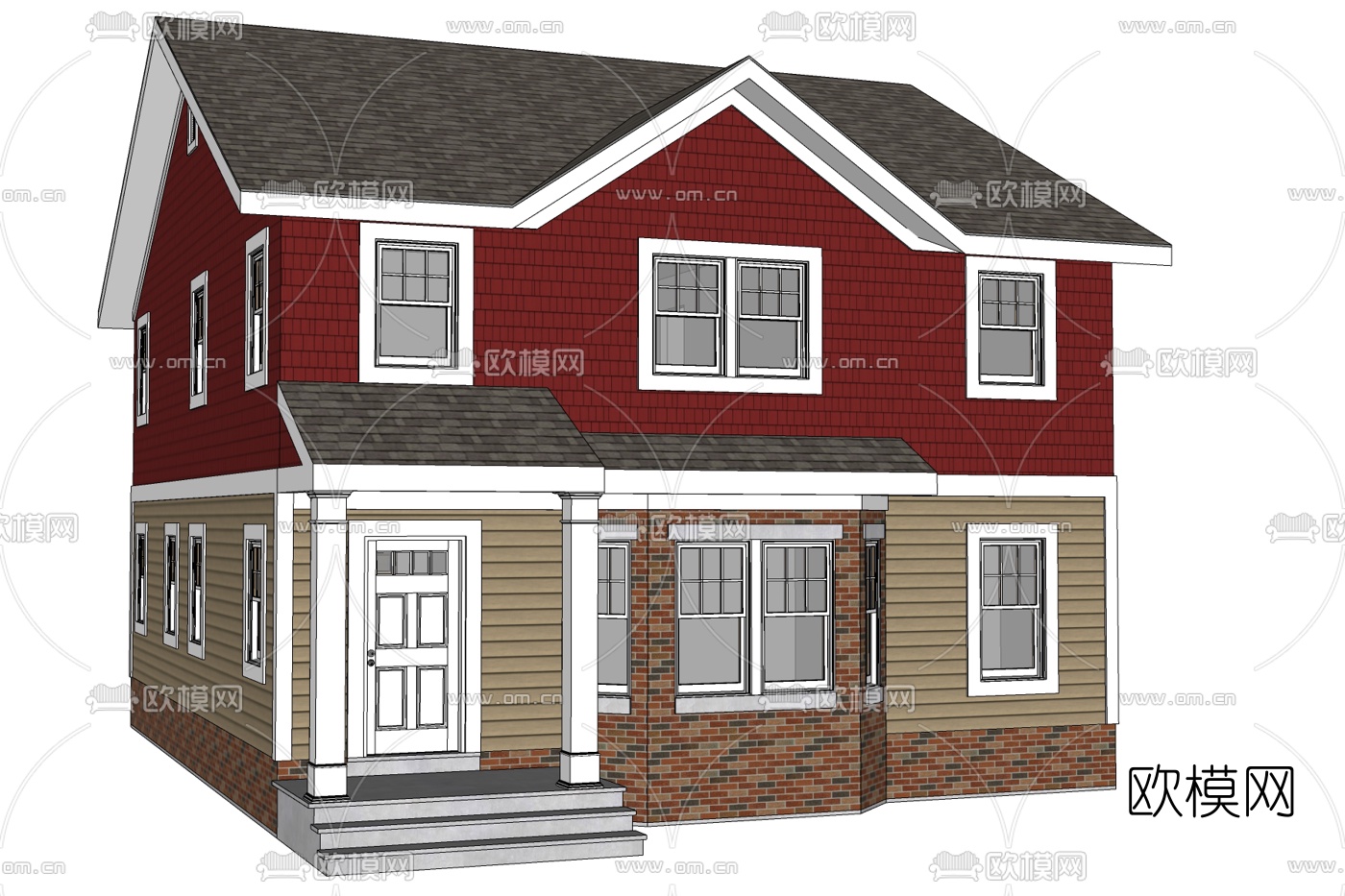 欧式独栋别墅免费su模型下载