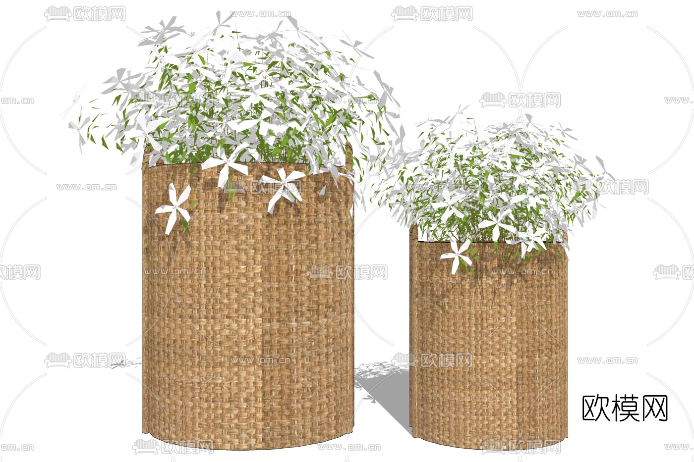 现代花瓶花卉免费su模型下载