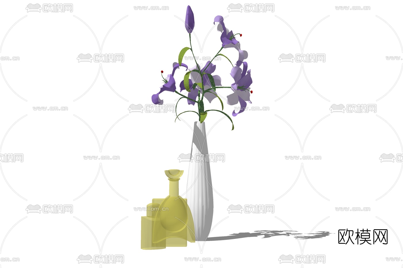 现代花卉花瓶免费su模型下载