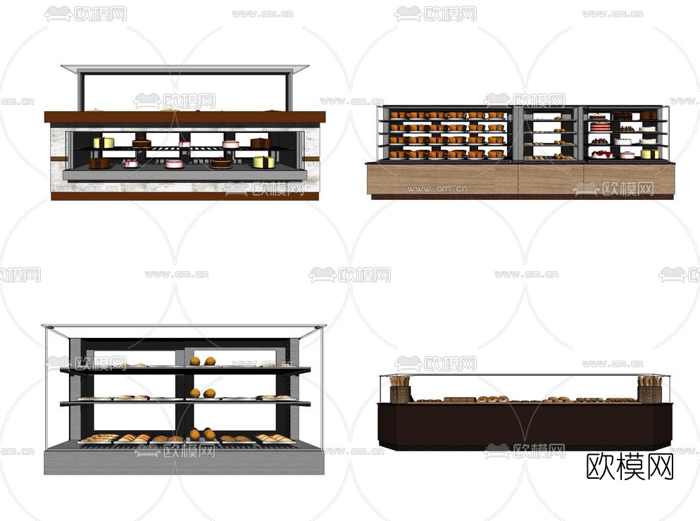 现代蛋糕柜售货柜su模型下载