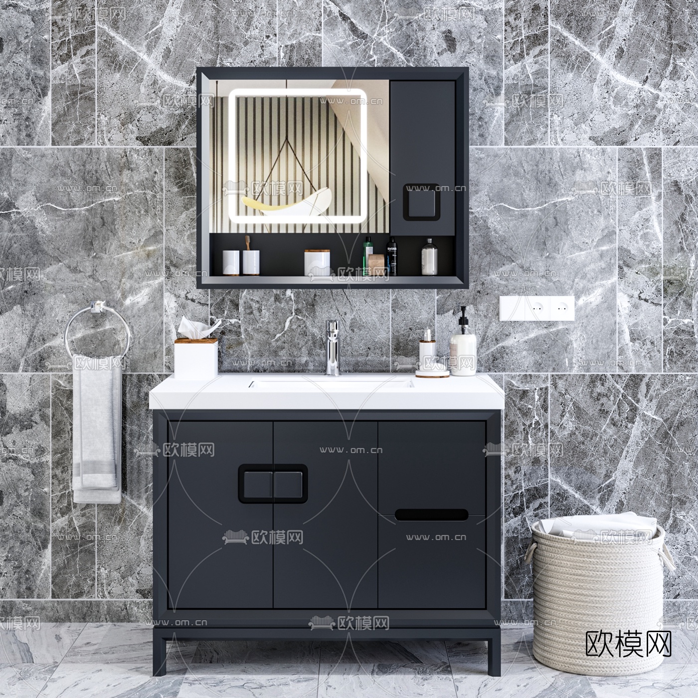 现代浴室柜洗手台3d模型