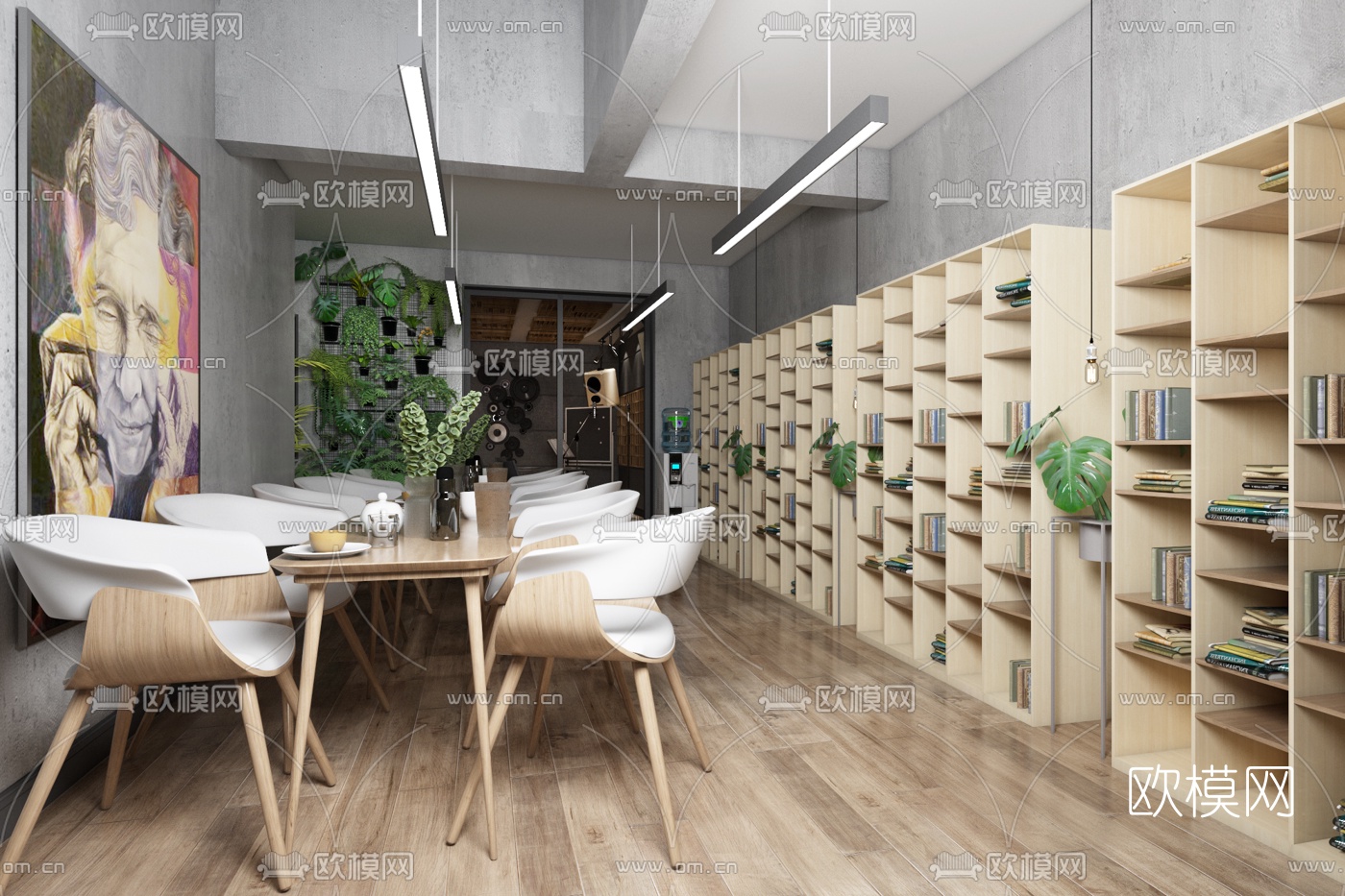 工业风艺术培训机构3d模型下载（渲染图2）