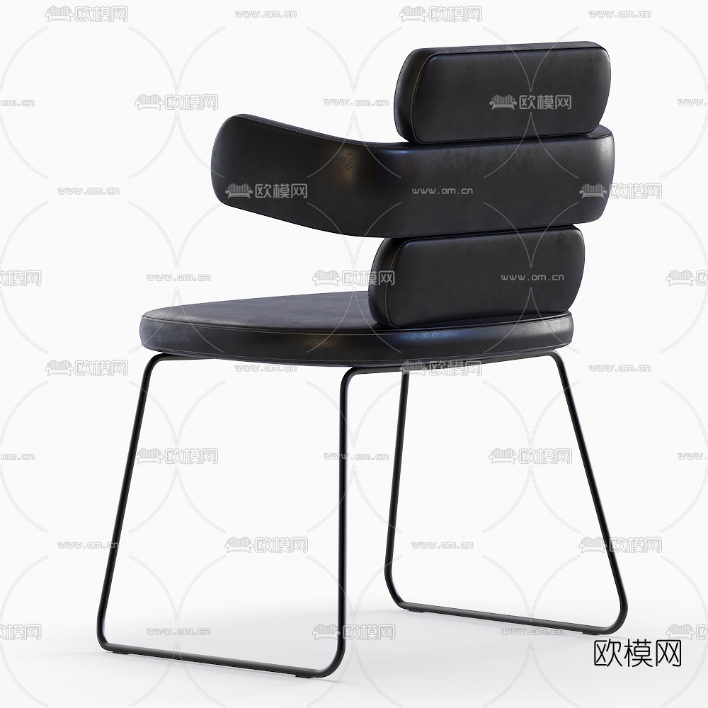 现代皮革办公椅3d模型下载（渲染图2）