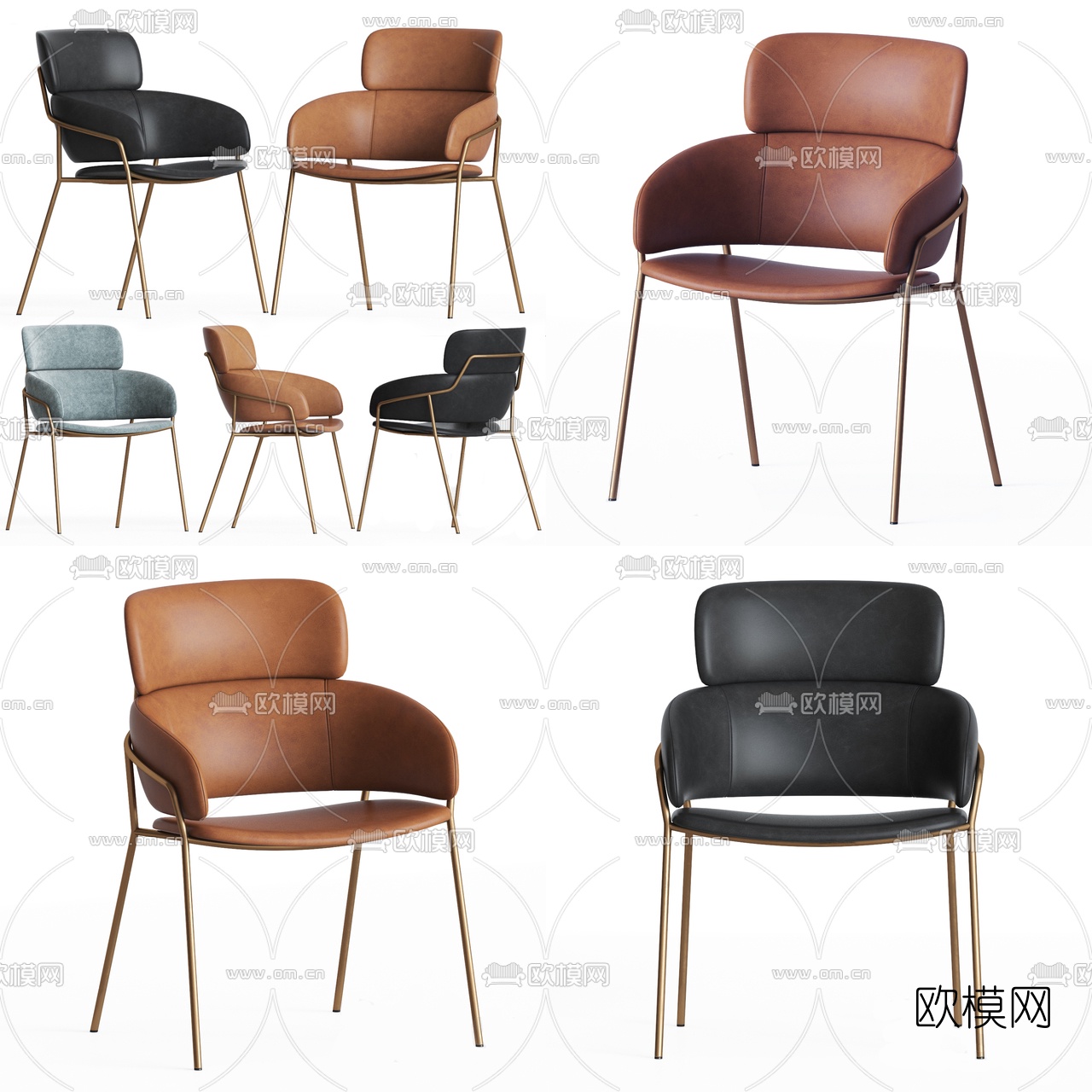 现代皮革休闲椅3d模型下载