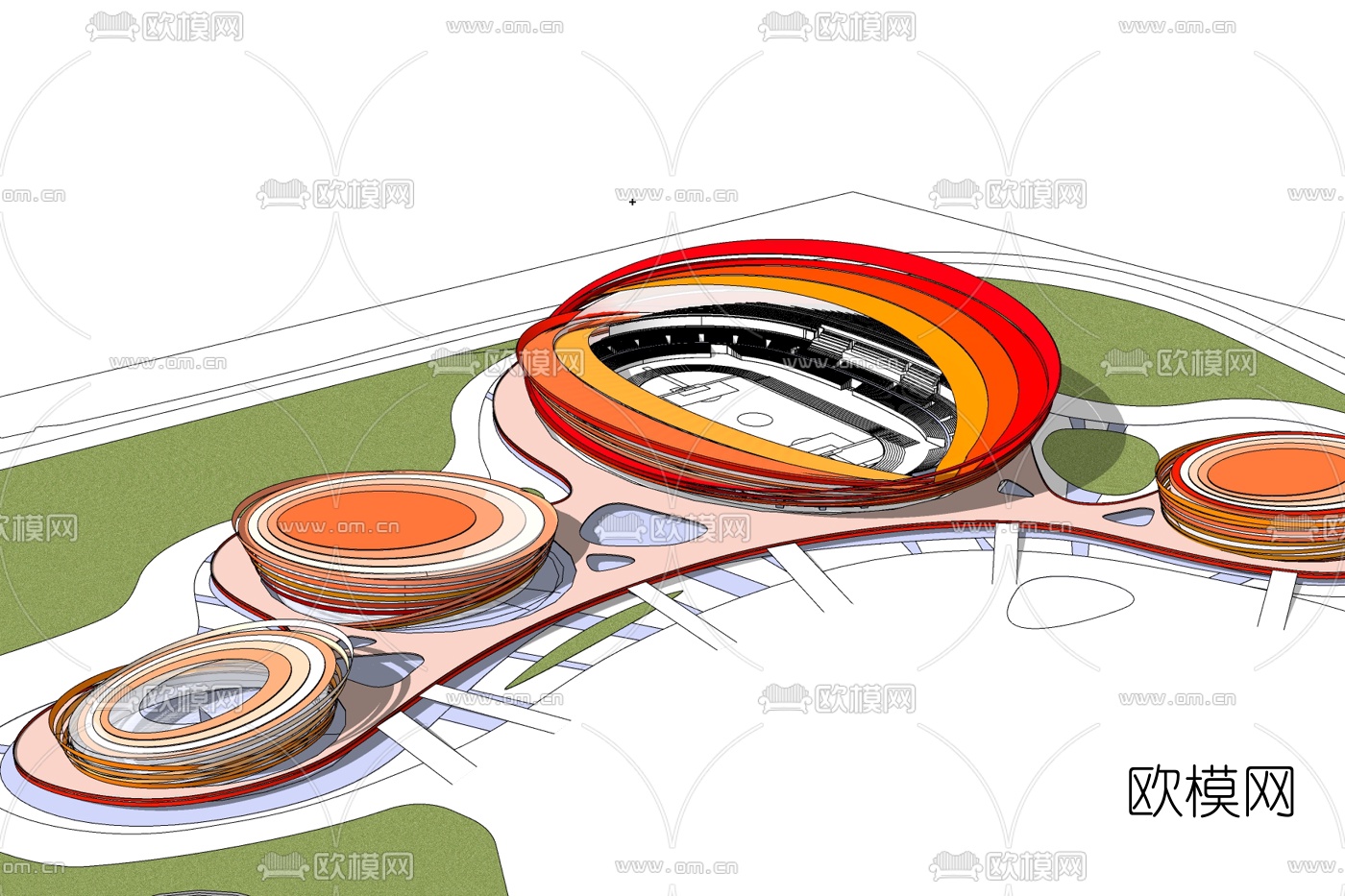 现代沿街商业建筑免费su模型下载