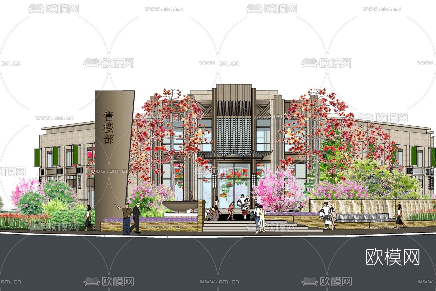 新古典售楼处免费su模型下载