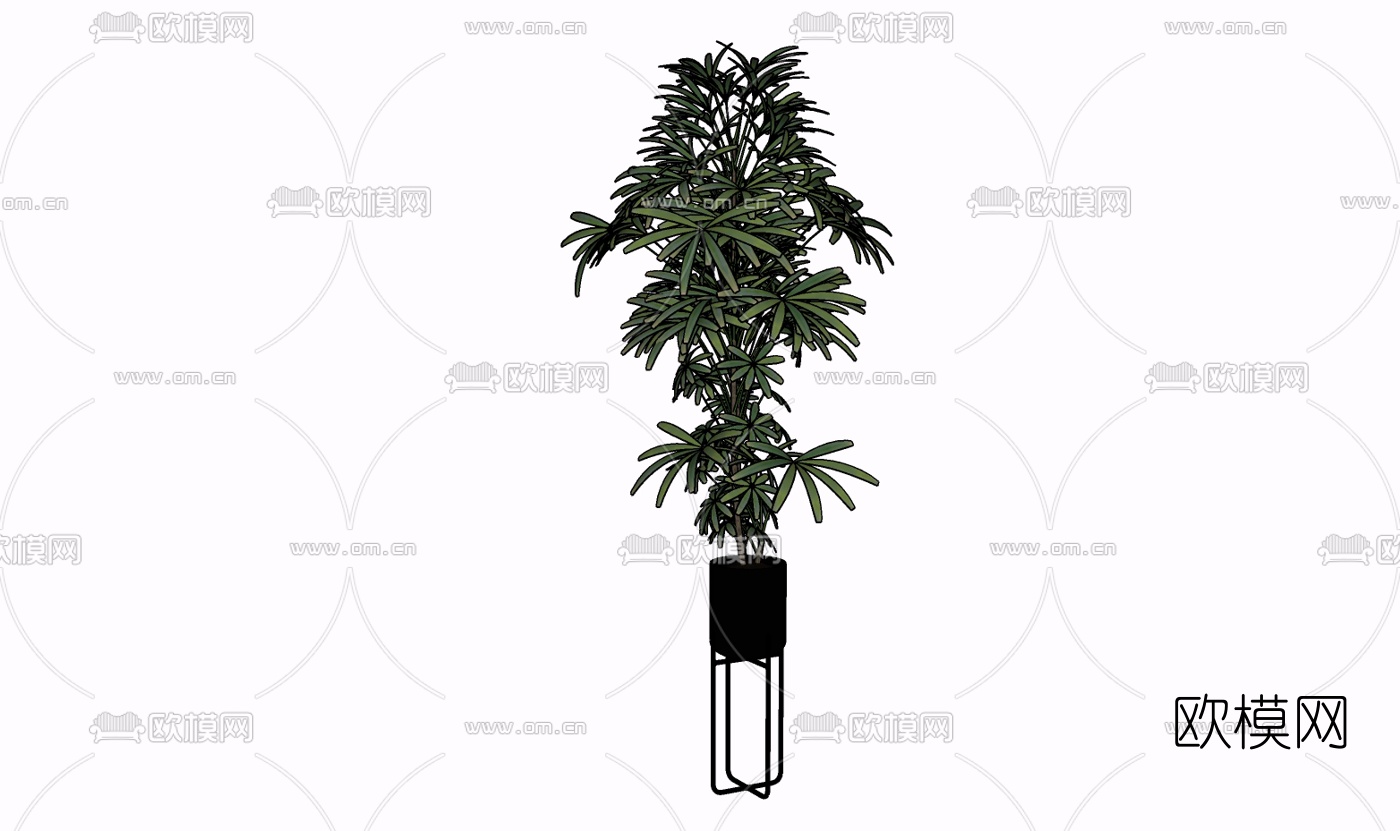 现代绿植盆栽免费su模型下载