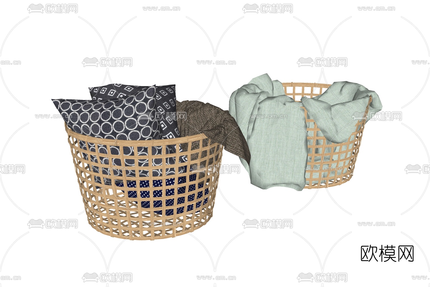 现代编织收纳筐免费su模型下载