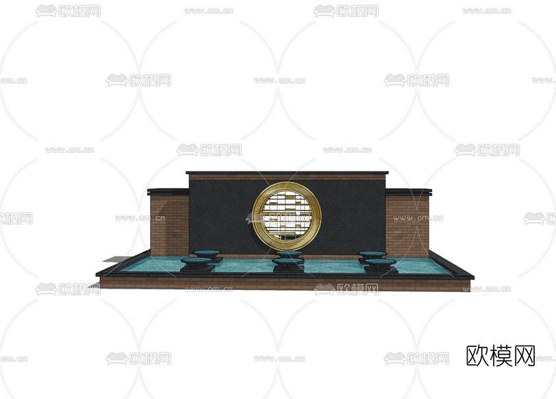 新中式景观墙免费su模型下载_ID10222298_sketchup模型下载-欧模网
