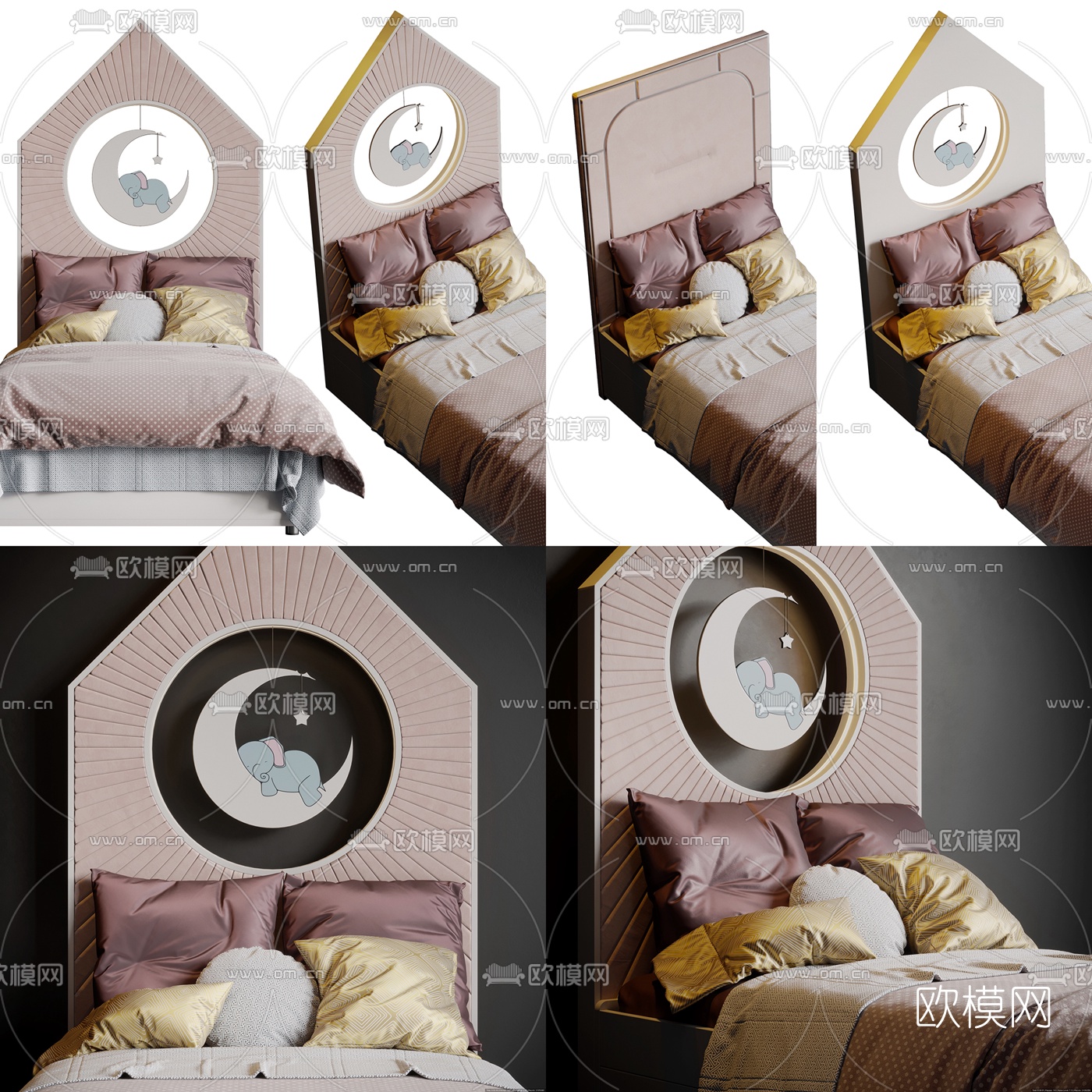 现代儿童床3d模型下载（渲染图2）