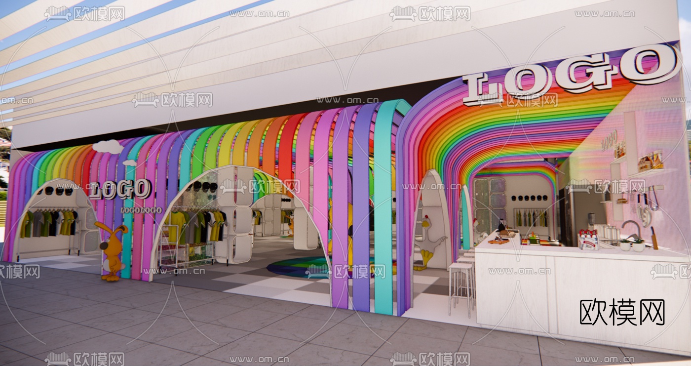 现代儿童服装专卖店su模型