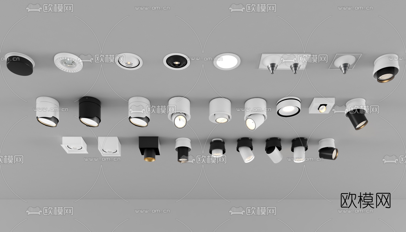现代射灯筒灯组合3d模型