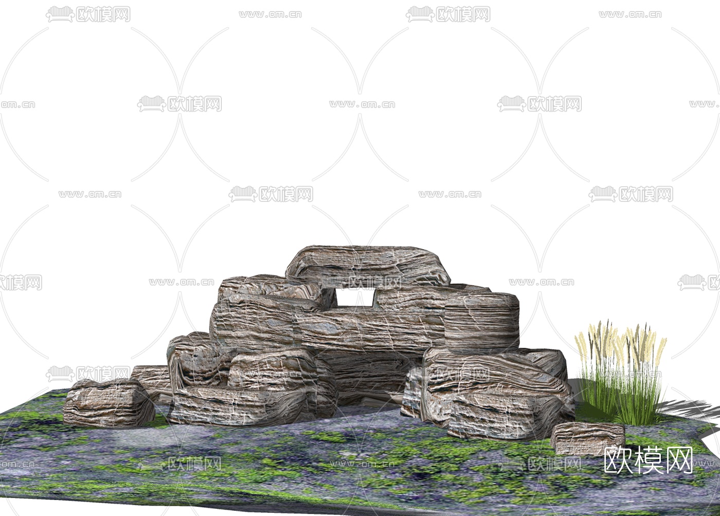 自然风景观石免费su模型下载